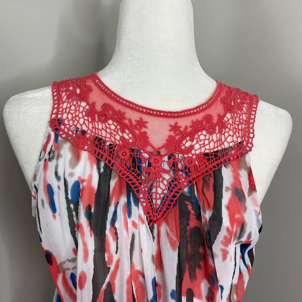 FDJ Watercolour Crochet Sleeveless Summer Blouse S